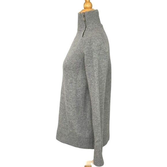 Garnet Hill 100% Cashmere Sweater Zip Detail Turtle Neck Size XS Gray Pink Soft - Picture 2 of 11